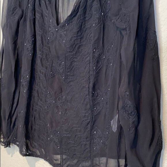 Lucky Brand Sheer Embroidered Blouse - Picture 8 of 12